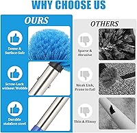 Vista 3 de Plumero de telarañas con poste de extensión, plumero de 8 pies de largo para techos altos, paredes, cerdas medianas rígidas, cepillo para telarañas