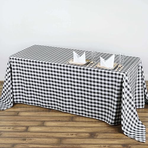 Miniatura 2 de Efavormart Perfect Picnic Inspired - Manteles de poliéster de 90 x 132 pulgadas a cuadros negros y blancos para decoración de fiestas y eventos