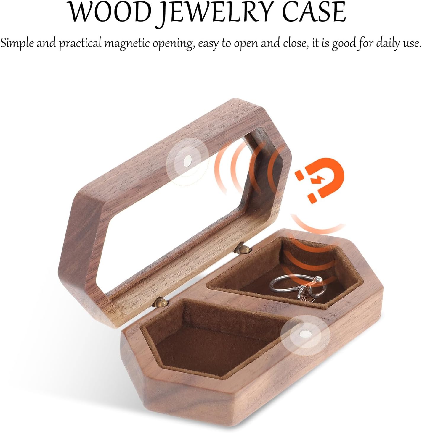 BESPORTBLE Vintage Wooden Jewelry Box for Ring Storage and Travel Use image 3