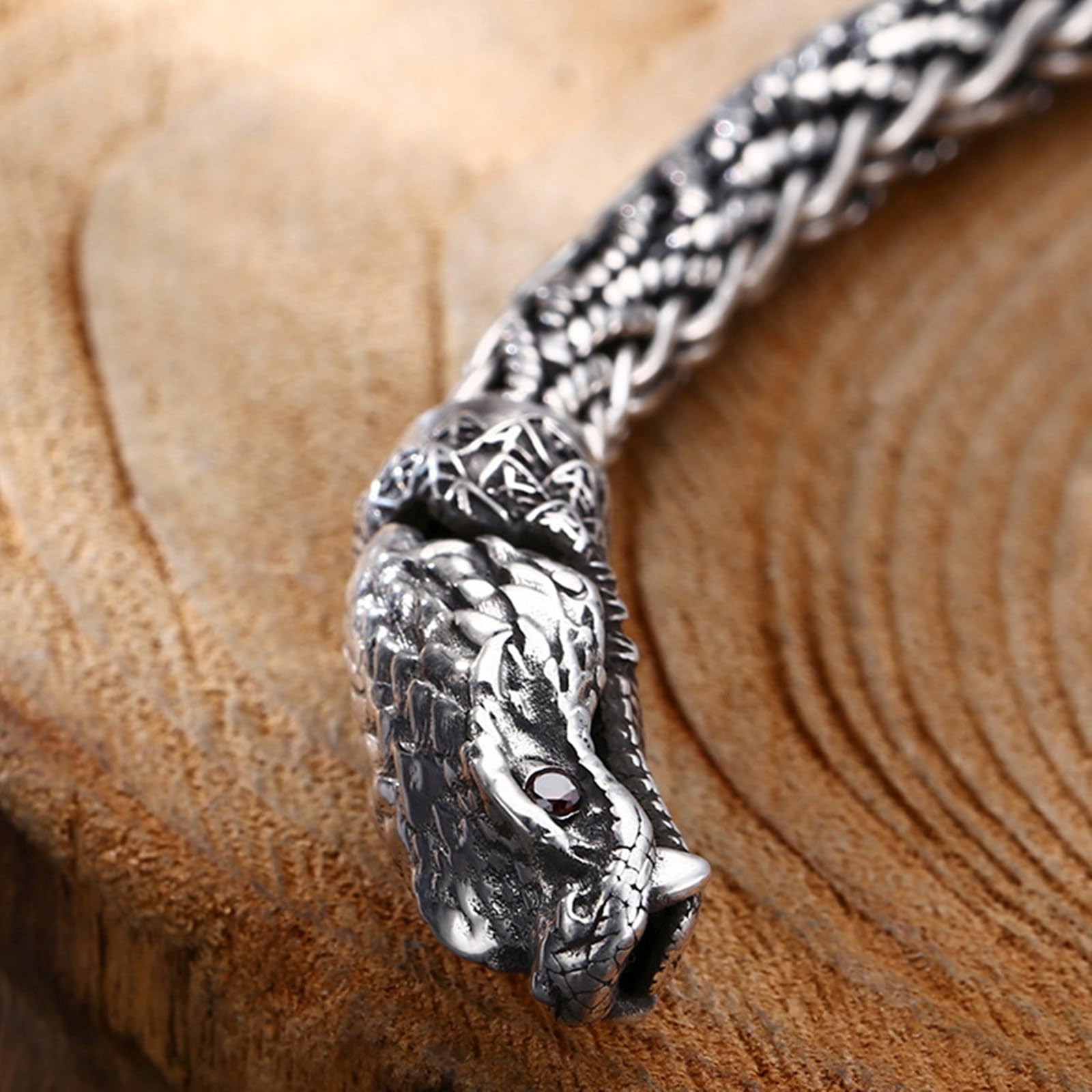 Epinki Armband Sterling Silber S925 Herren Schlange Welle Kette Armreifen