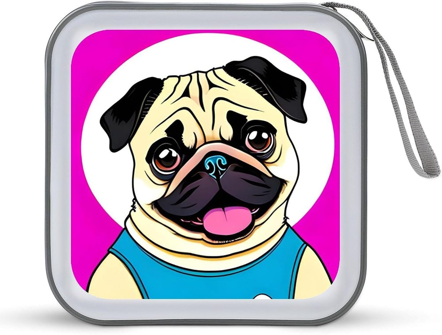 Funny Cartoon Pug Puppy Dog CD Case CD Storage Box DVD Sleeves