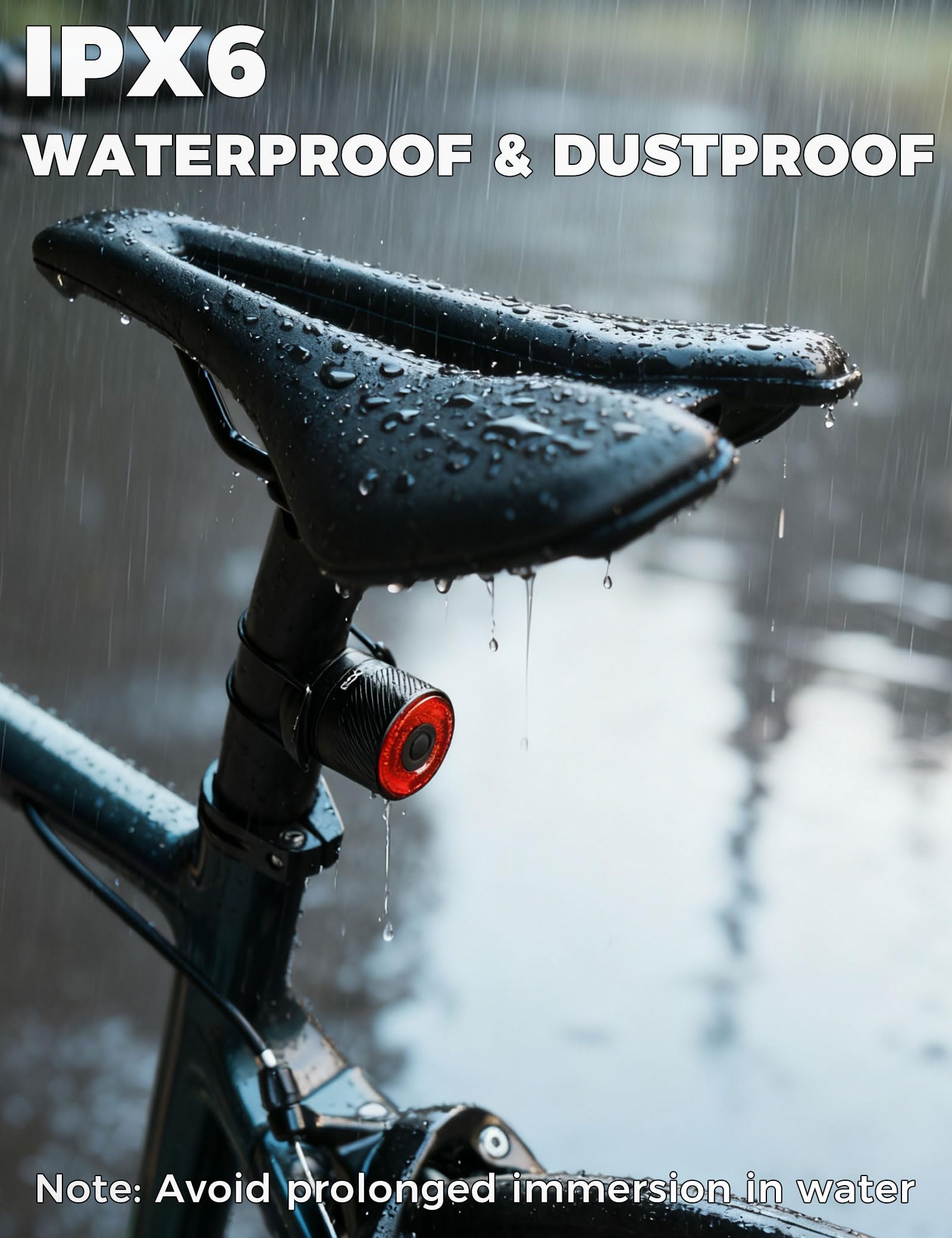 ROCKBROS Luce Posteriore Bici, con Freno e Sensore di Vibrazione, Luci Bicicletta LED Impermeabile IPX6 4 modalità LED, Fanale Posteriore USB Ricaricabile, per MTB, Bici da Corsa, Strada