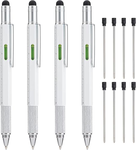 Miniatura 4 de Paquete de 4 bolígrafos multiherramienta con juego de repuestos adicionales, bolígrafo multiherramienta 6 en 1 con regla y destornillador Philips,
