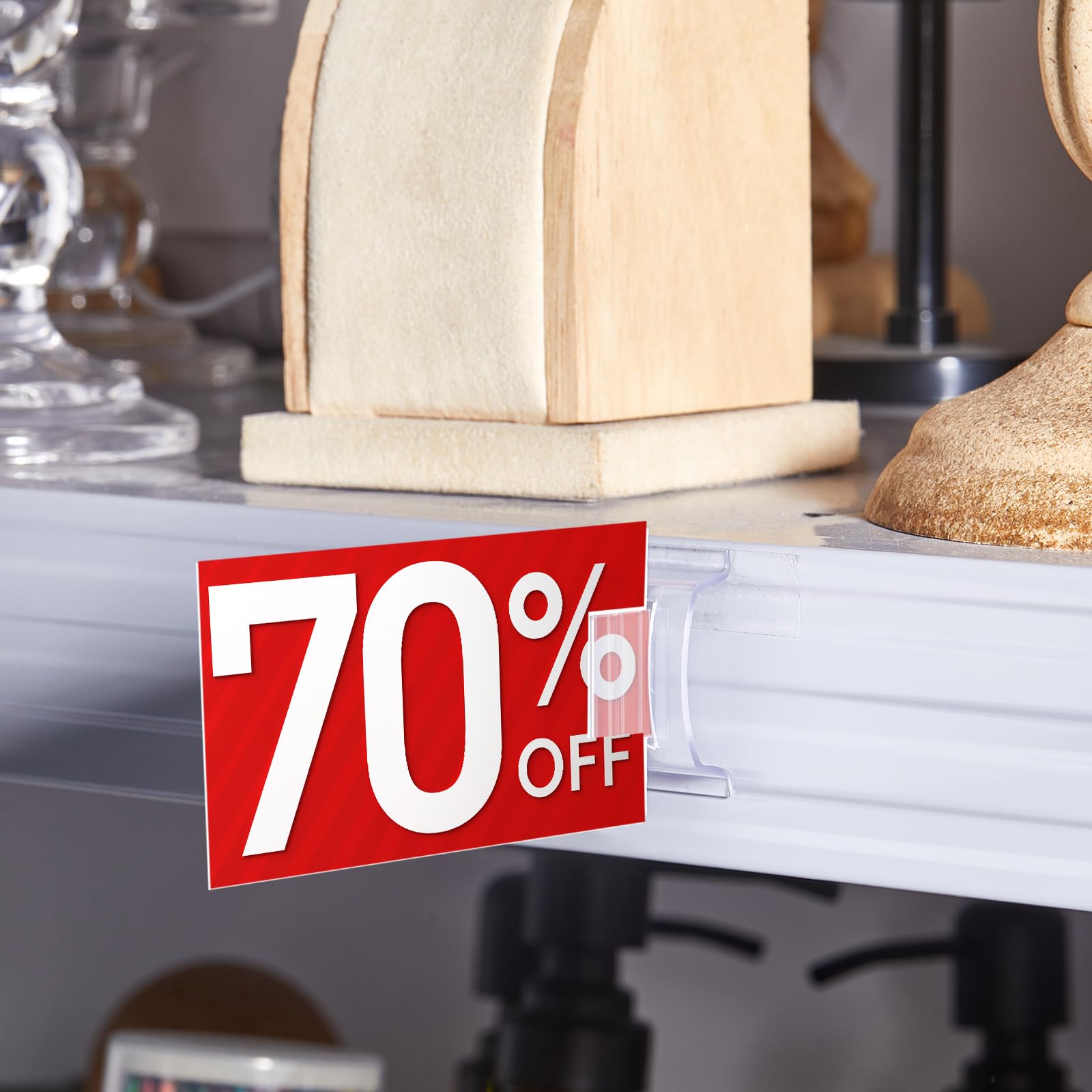 CRC200 Clear Plastic Sign Holder Clips - 3/4 Inch Wide Channel Grip Clips (50 Pack)