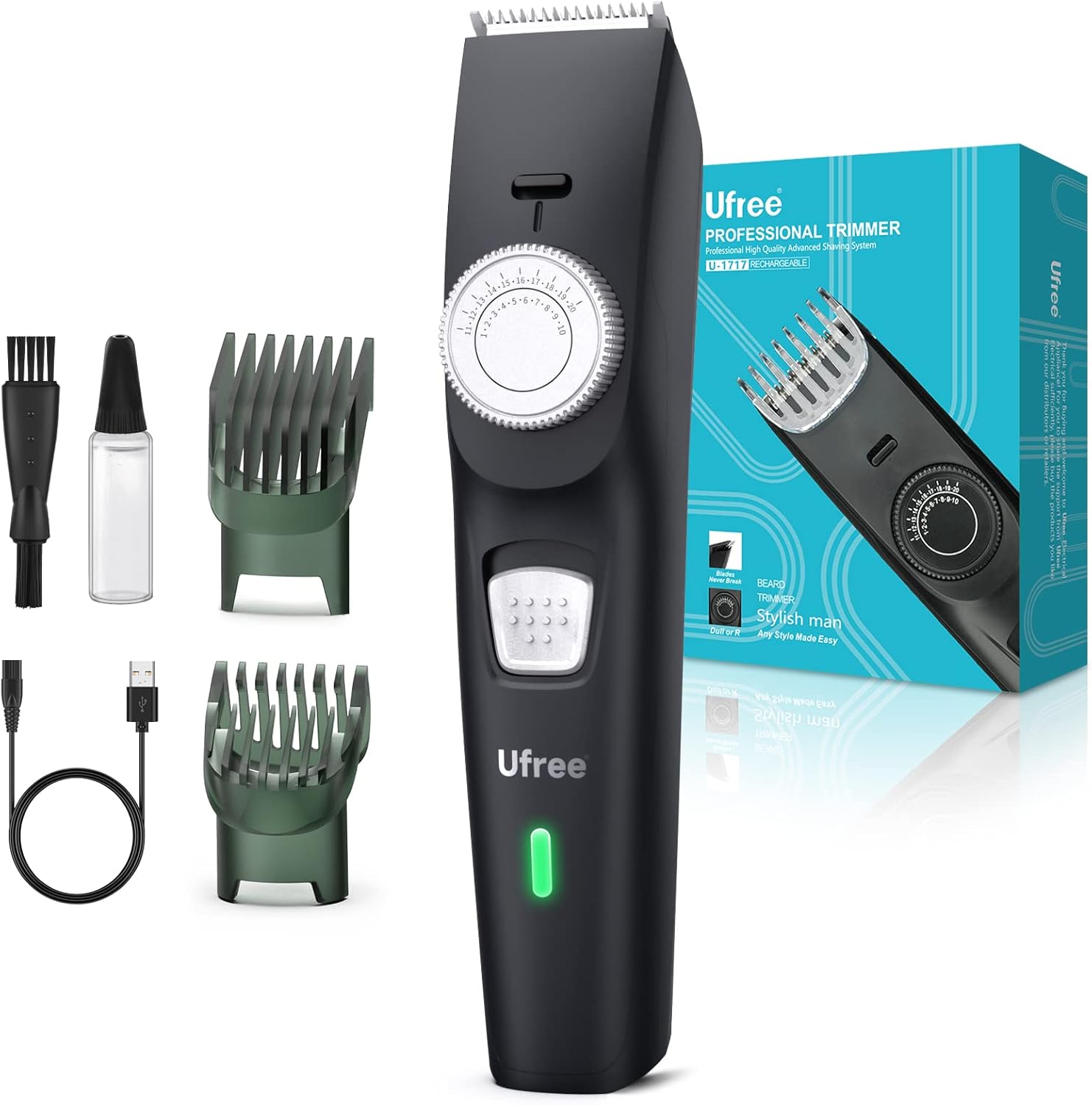 Ufree Adjustable Beard Trimmer for Men, Professional Electric Razor for
