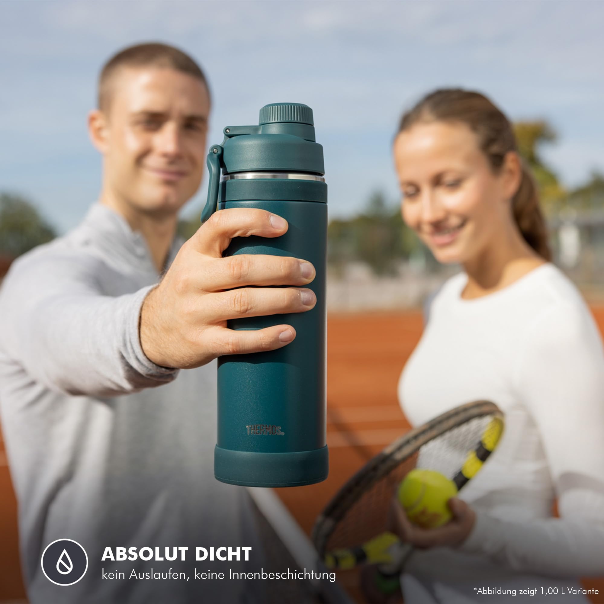 THERMOS ULTRALIGHT MAX Isolierflasche 1,50 l, 24 h kalt, black mat | 12 h heiß, ultraleicht, absolut dicht, Edelstahl-Trinkflasche mit Tragegriff, für Sport, Outdoor & Reisen, schwarz
