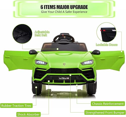 Miniatura 2 de YOFE Coche eléctrico para niños Lamborghini con licencia de 12 V para niños, vehículos eléctricos con control remoto, AUX, suspensión de resorte,