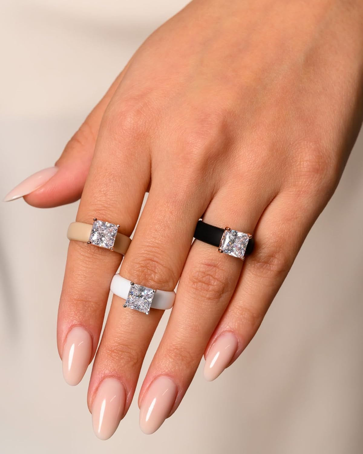 Rinfit Silicone Ring with Stone - Princess Cut Cubic Zirconia Solitaire Engagement Ring for Women - Rubber Wedding Bands - Patented Design - Image 4