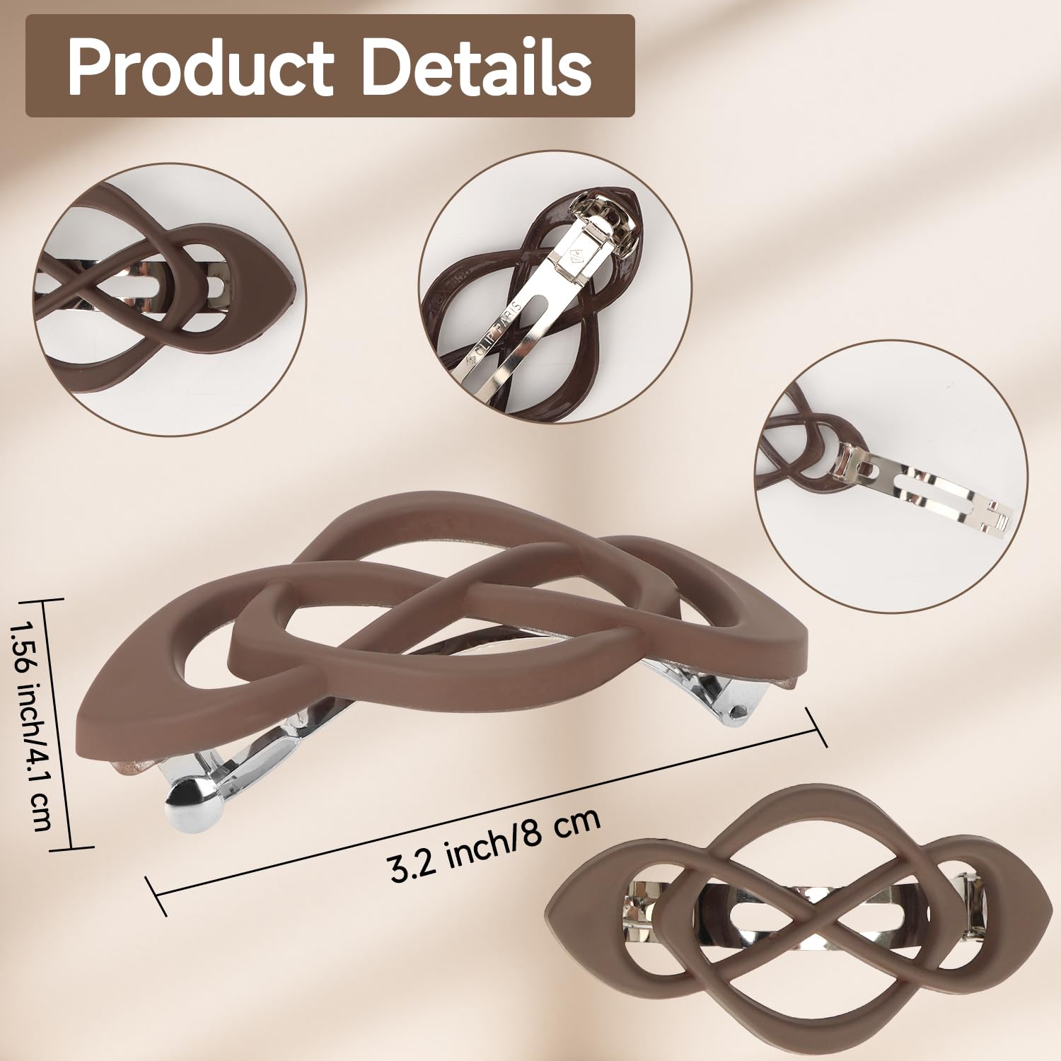 MOTIBACK Vintage French Barrette Clips - 4 Pack Hair Accessories for Women & Girls, Thick to Thin Hair, Multicolor - Image 2