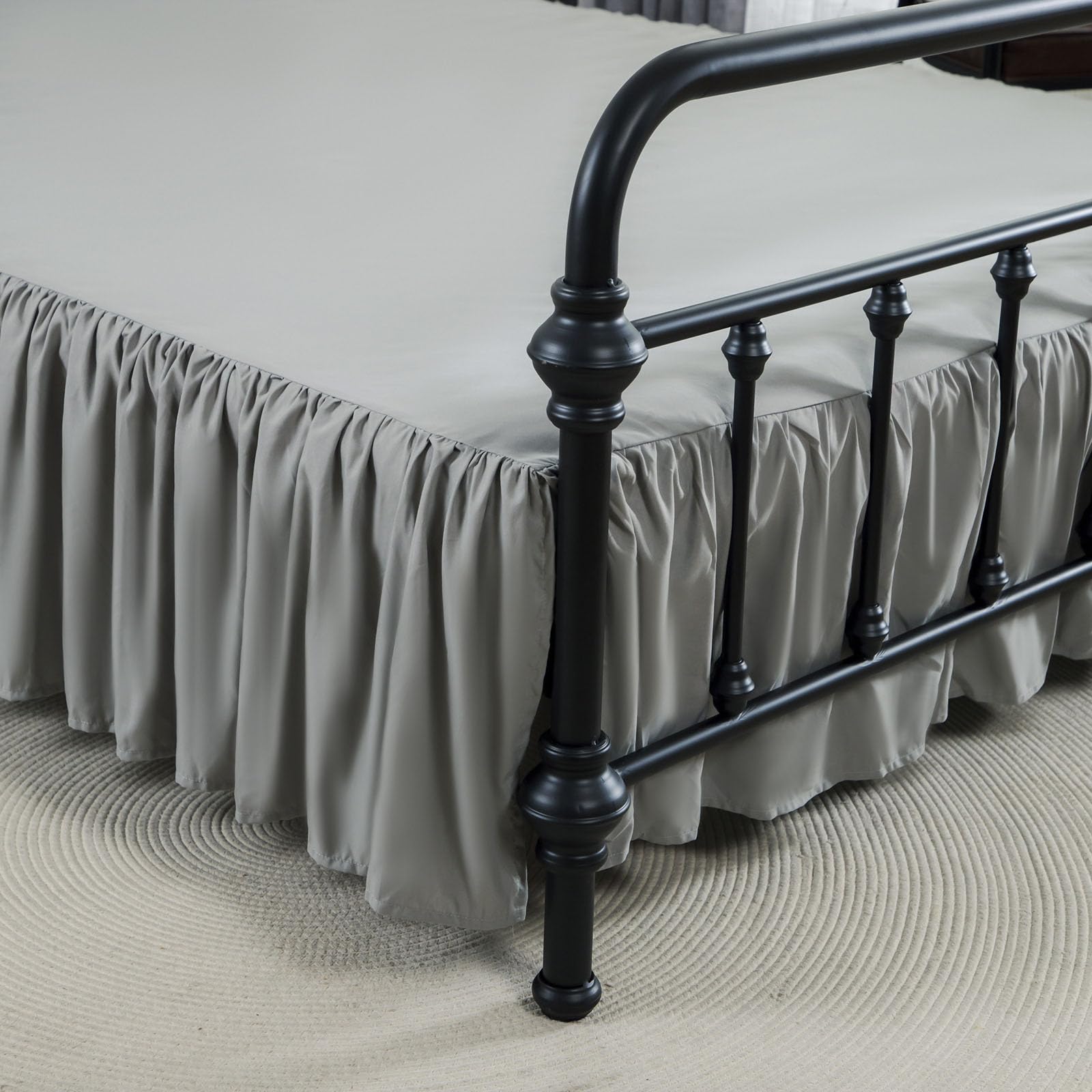 ACESOME Skirt Ruffled Bed Skirt with Platform, Bed Sheet with Split Corners, Sheets For Base14 Inch Drop, Synthetic Fibre, Easy Fit Dust Ruffle Box Spring Cover (Gray, Twin 39" x 75")