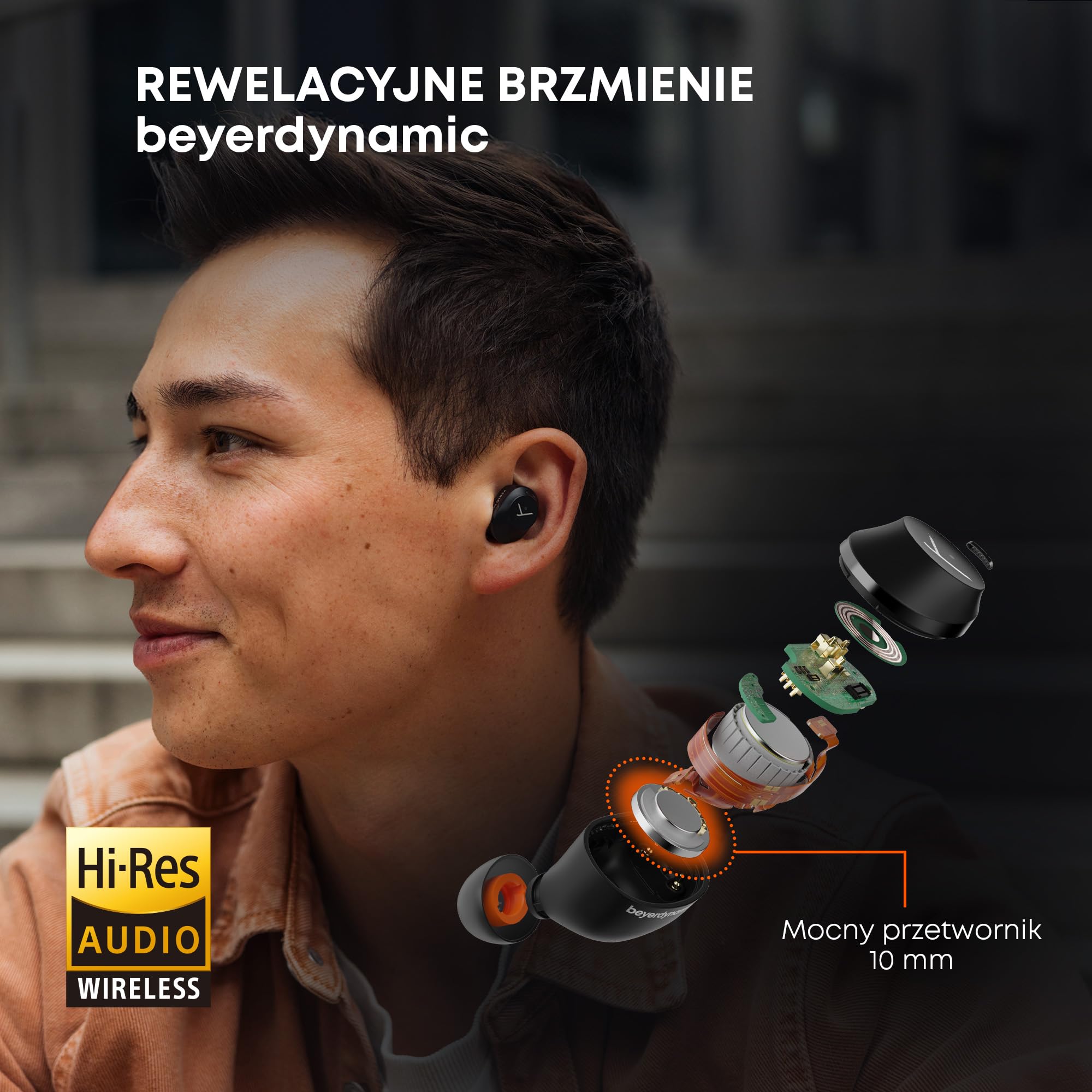 beyerdynamic AMIRON 300 Prawdziwie bezprzewodowe słuchawki z aktywną redukcją szumów i trybem transparentności, czarne, douszne, Bluetooth, 38-godzinny czas pracy baterii