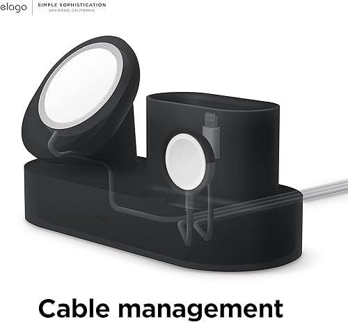 Miniatura 6 de elago Estación de carga MS 2 - Compatible con iPhone 171615141312, AirPods Pro 2Pro, AirPods 43 y todas las series de Apple Watch negro cables de