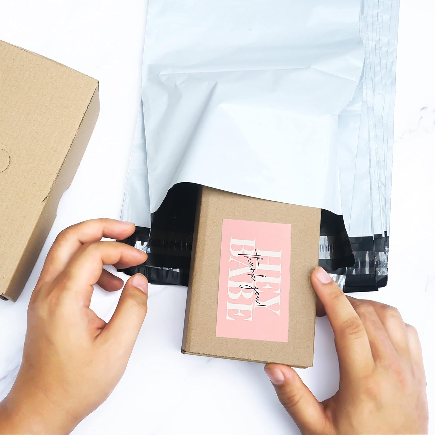 RXBC2011 Hey Babe Thank you Card Thanks for your support Cards Package Insert for online business Pack of 100 pink - Image 5