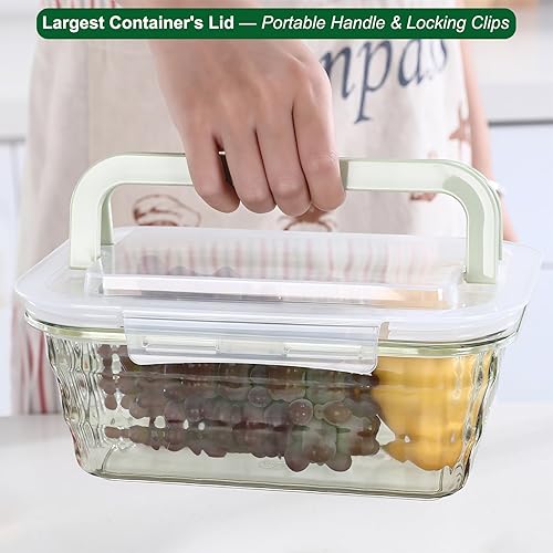 Miniatura 3 de Juego de 3 recipientes de almacenamiento de alimentos, cuencos de ensalada sin BPA con tapas, contenedor de almuerzo para ensalada con asa,