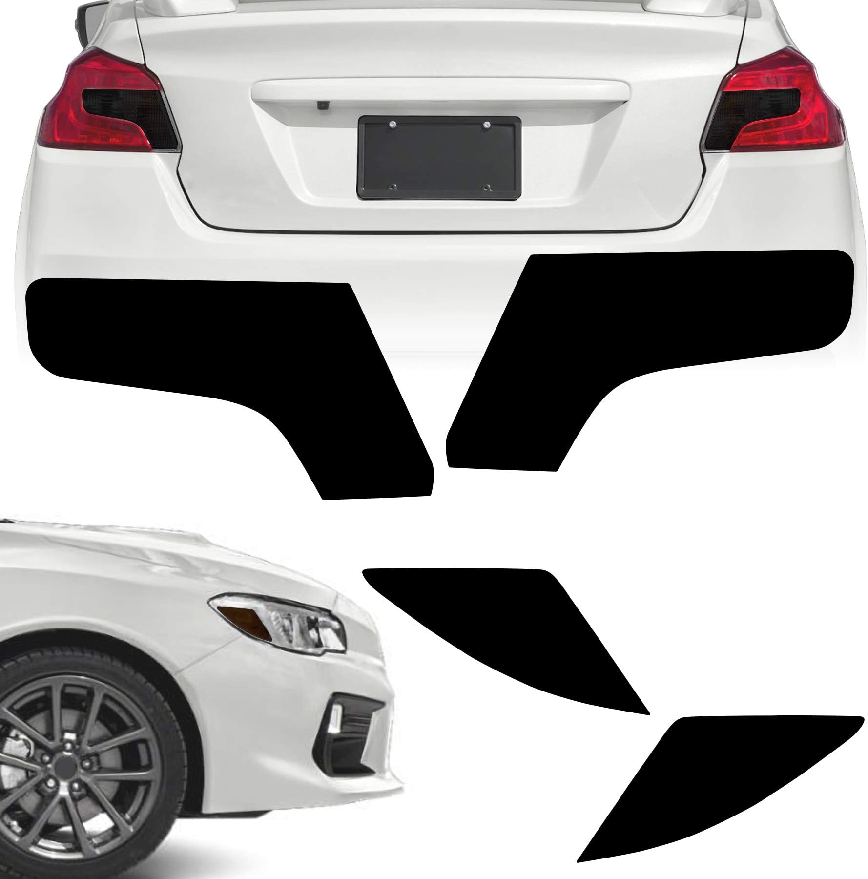 Blackout Headlight & Taillight Vinyl Tint Film, Precut Overlay, Tail Light Wrap Cover Compatible with Subaru WRX/WRX STI 2015-2020