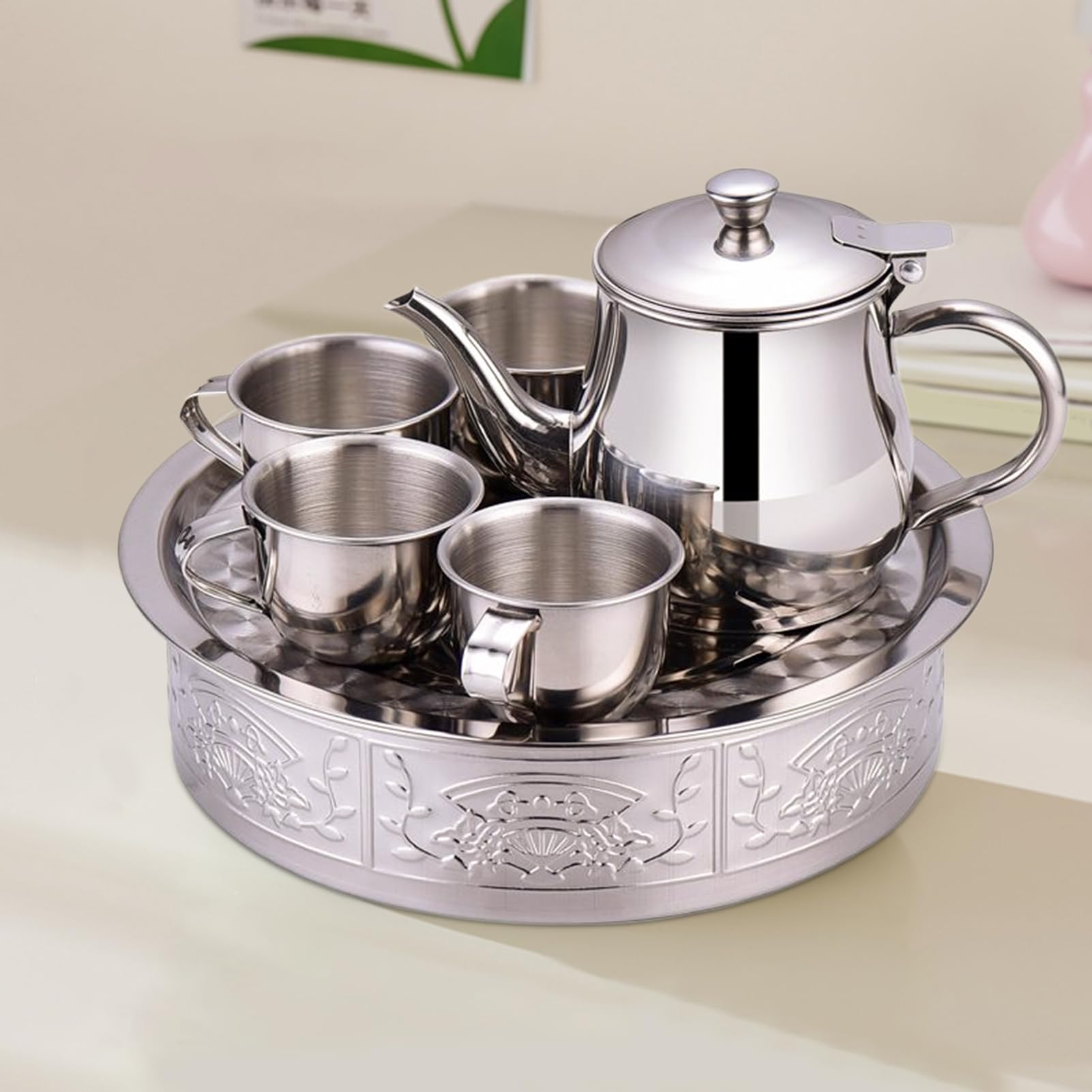 Servizio da tè per bambini, in acciaio e metallo | Questo set di servizio in miniatura da 1,8 libbre di pesantezza alimentare con vaso filtro da 330 ml e beccuccio lungo favorisce il gioco di