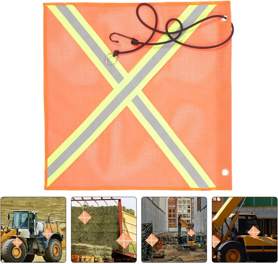 Gadpiparty 2pcs Reflective Pvc Mesh Safety Warning Flags 18x18 Inch Double-sided Night Safety Car Trailer Signal Flags for Truck and Emergency Use
