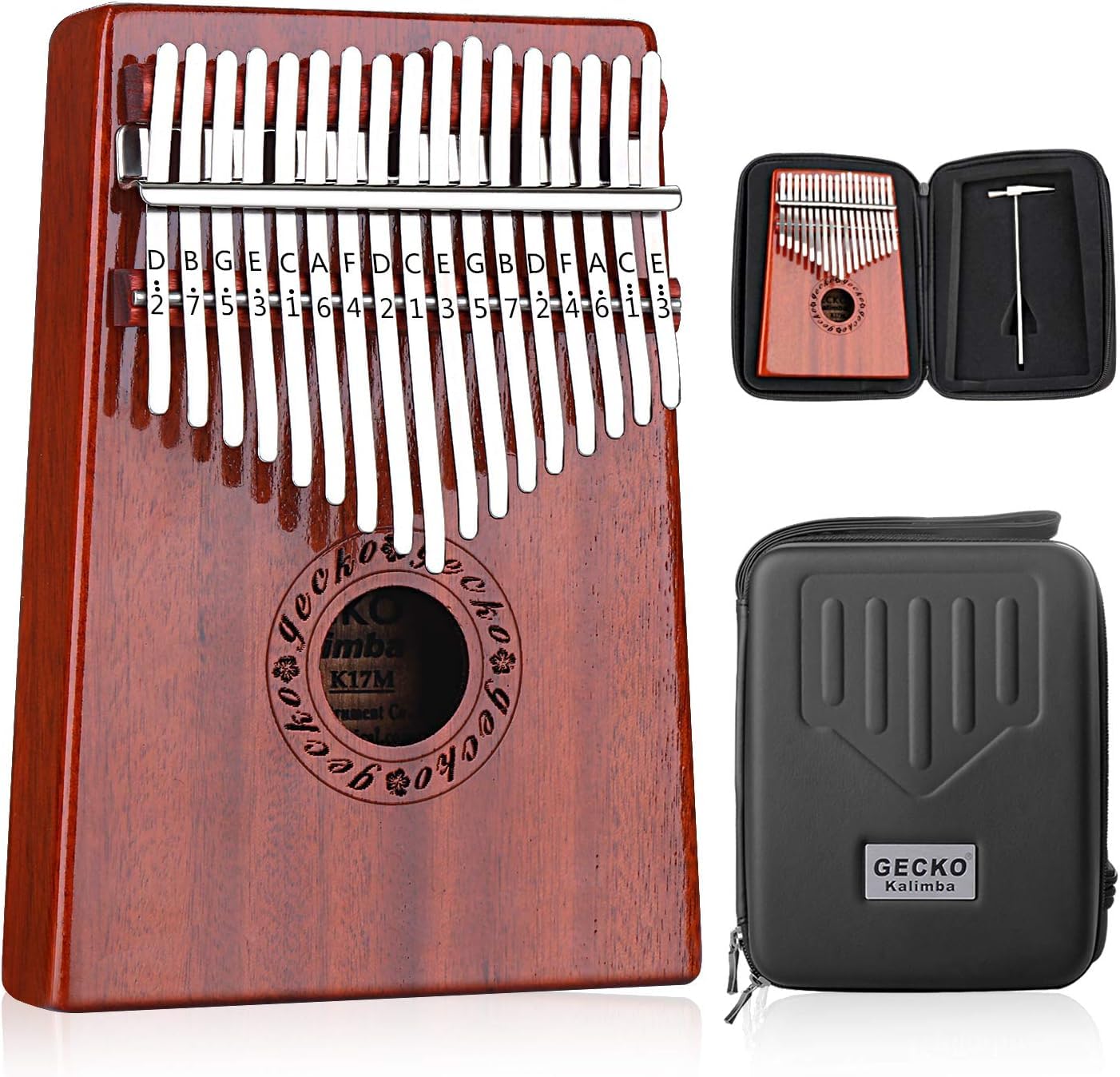 Kalimba 17 Keys Thumb Piano with Waterproof Protective Box, Tune Hammer and Study Instruction, Portable Mbira Sanza Finger Piano, Meditation Sound, Gift for Kids Adult Beginners Professional