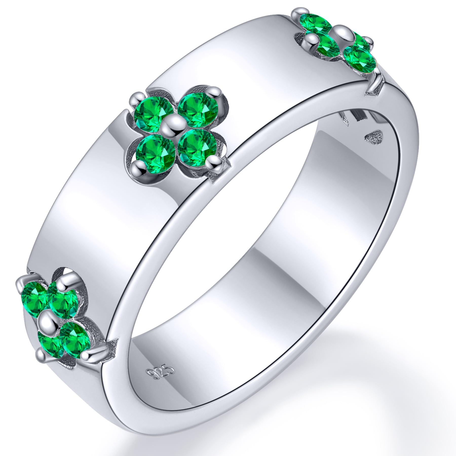 TIMELESSTAR Clover Moissanite Rings for Women Gifts,Premium Moissanite(D Color VVS1 Clarity 3EX Cut), 925 Sterling Silver 14K Gold Plated Non Tarnish