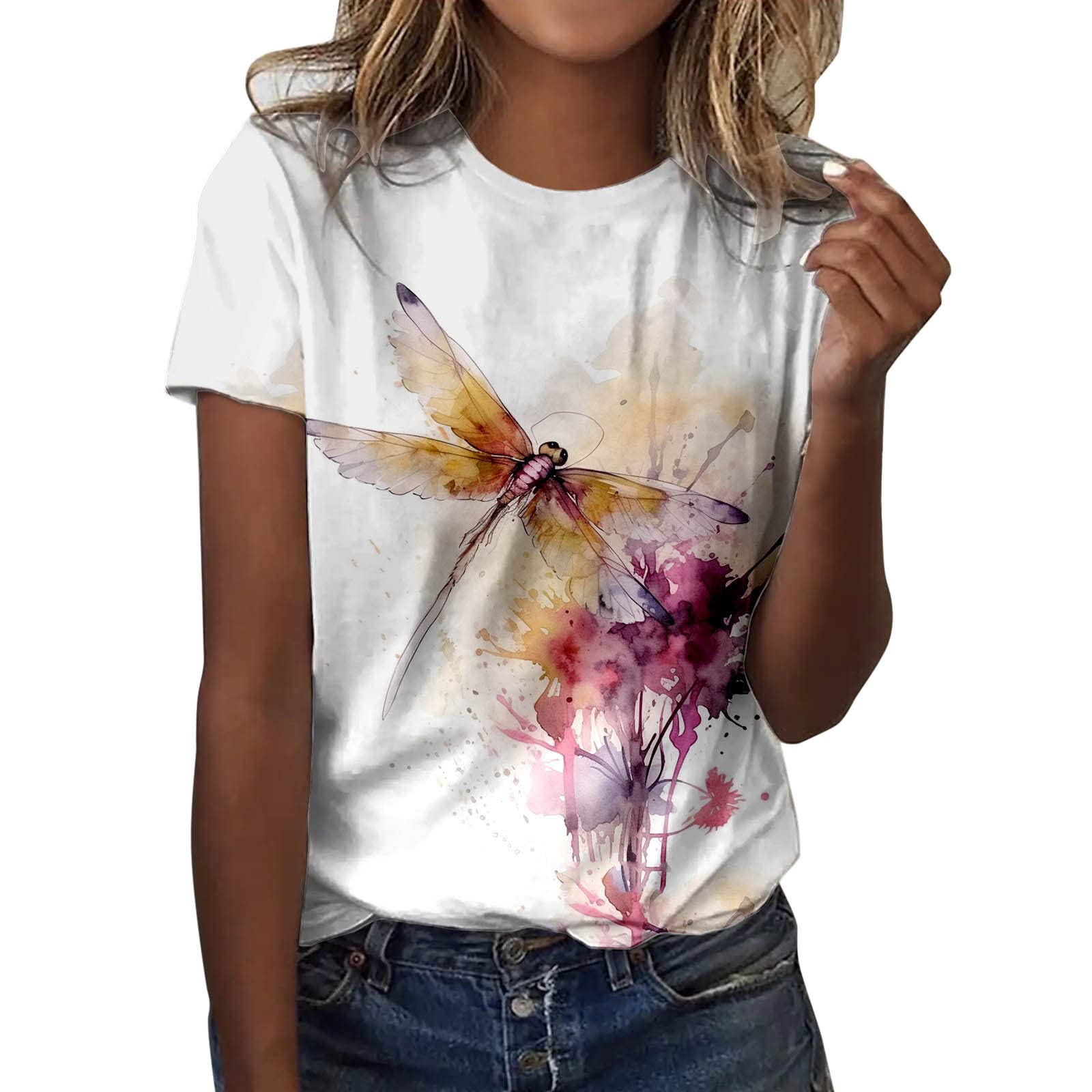 T-Shirt Donna Manica Corta In Cotone – Maglia Elegante Con Stampa Floreale, Girocollo, Taglie Forti, Moda Curvy