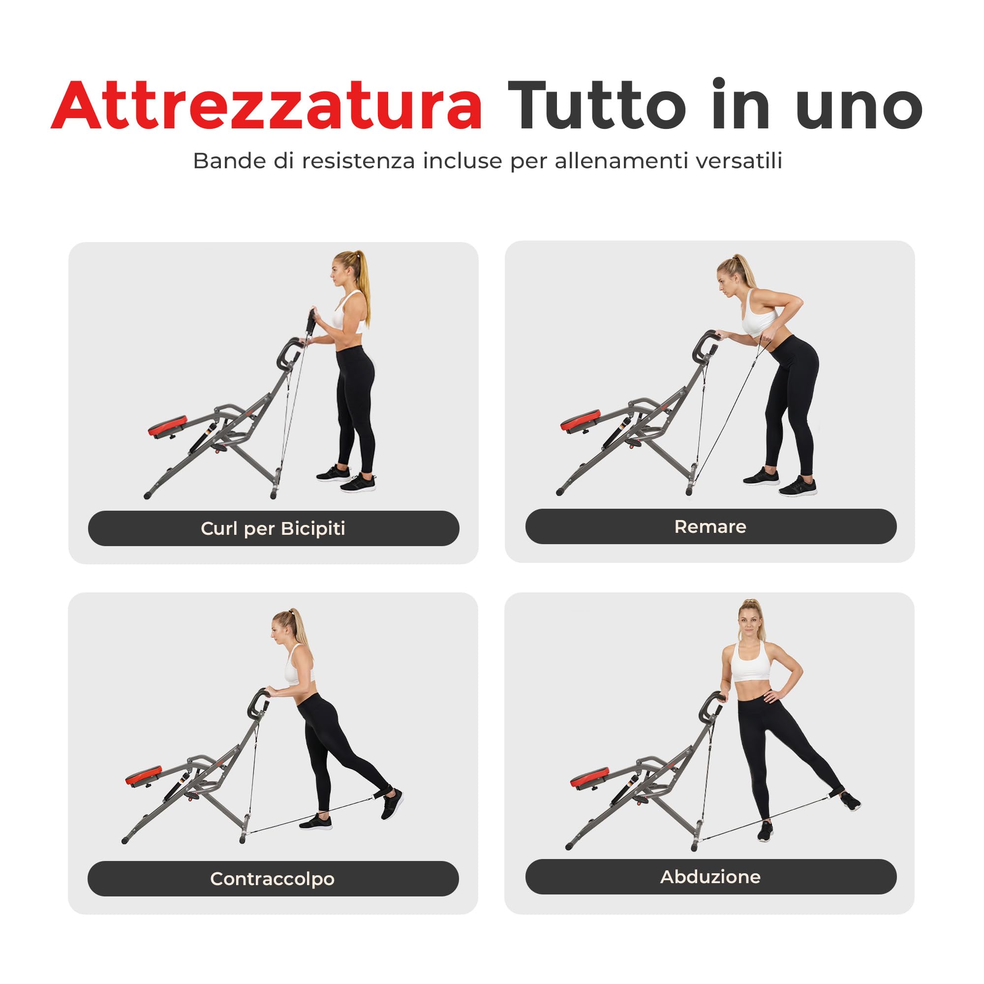 Sunny Health & Fitness Smart Upright Row-N-Ride con resistenza regolabile, attrezzatura pieghevole per esercizi domestici per braccia, glutei e gambe, connessione gratuita all'app SunnyFit
