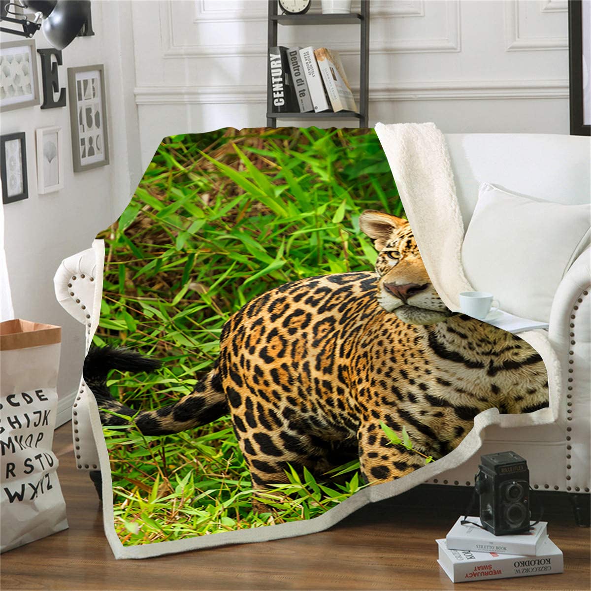 Manta polar para sofa de jaguar que elimina el frio en camas y sillones