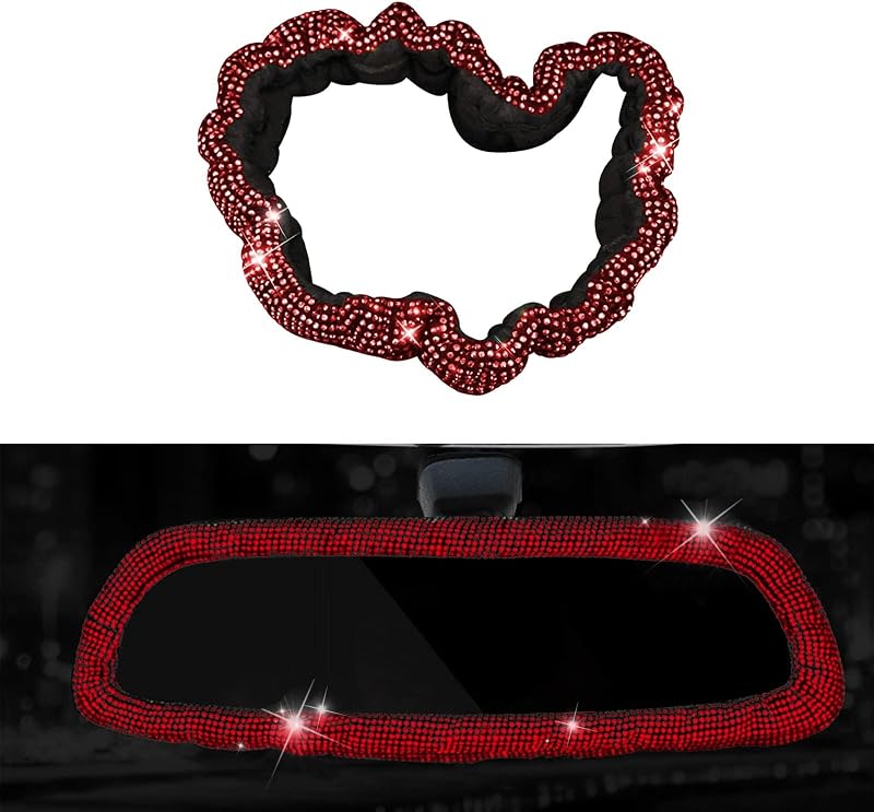 Capa Decorativa para Retrovisor Interno Unifizz com Strass – Vermelha, 1 unidade
