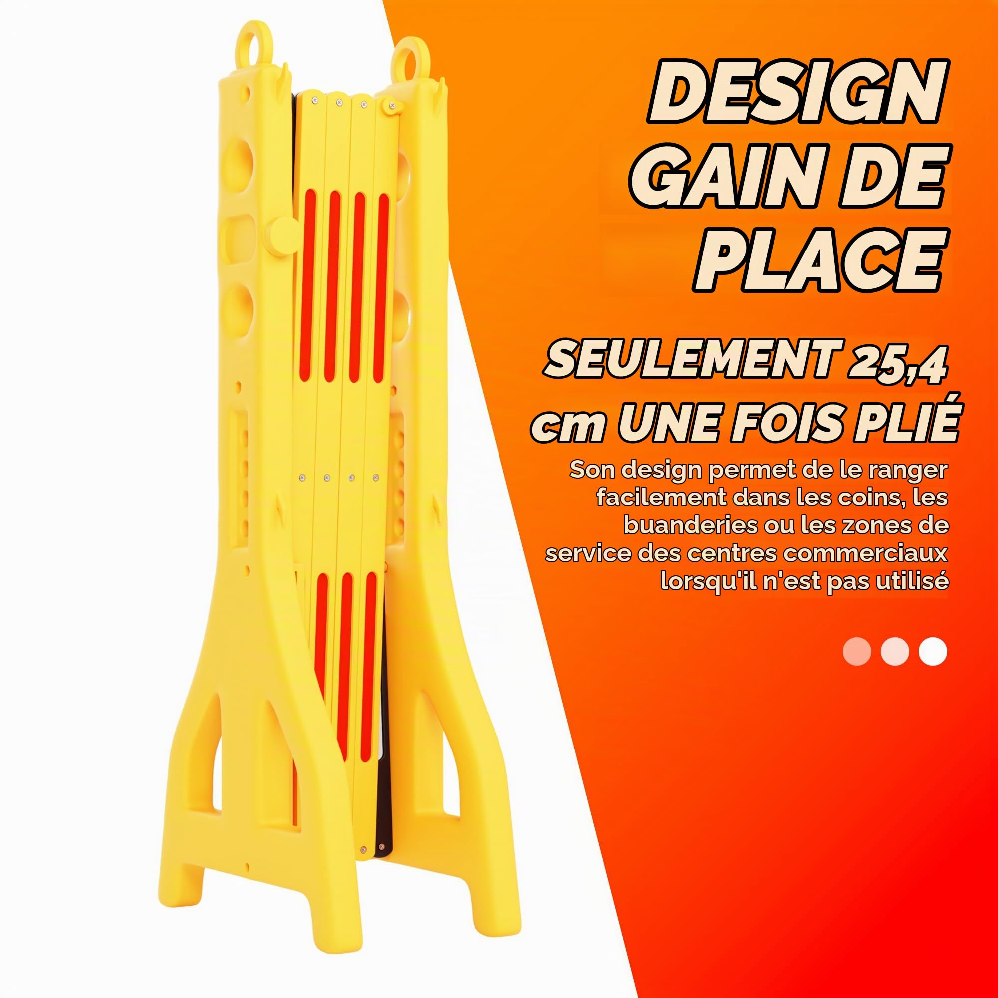 Berry Barrière mobile extensible – Jaune et noir – Barrière pliable en plastique de 2,5 m, barrière portable réfléchissante, barrière temporaire pour la sécurité des piétons, événements, écoles