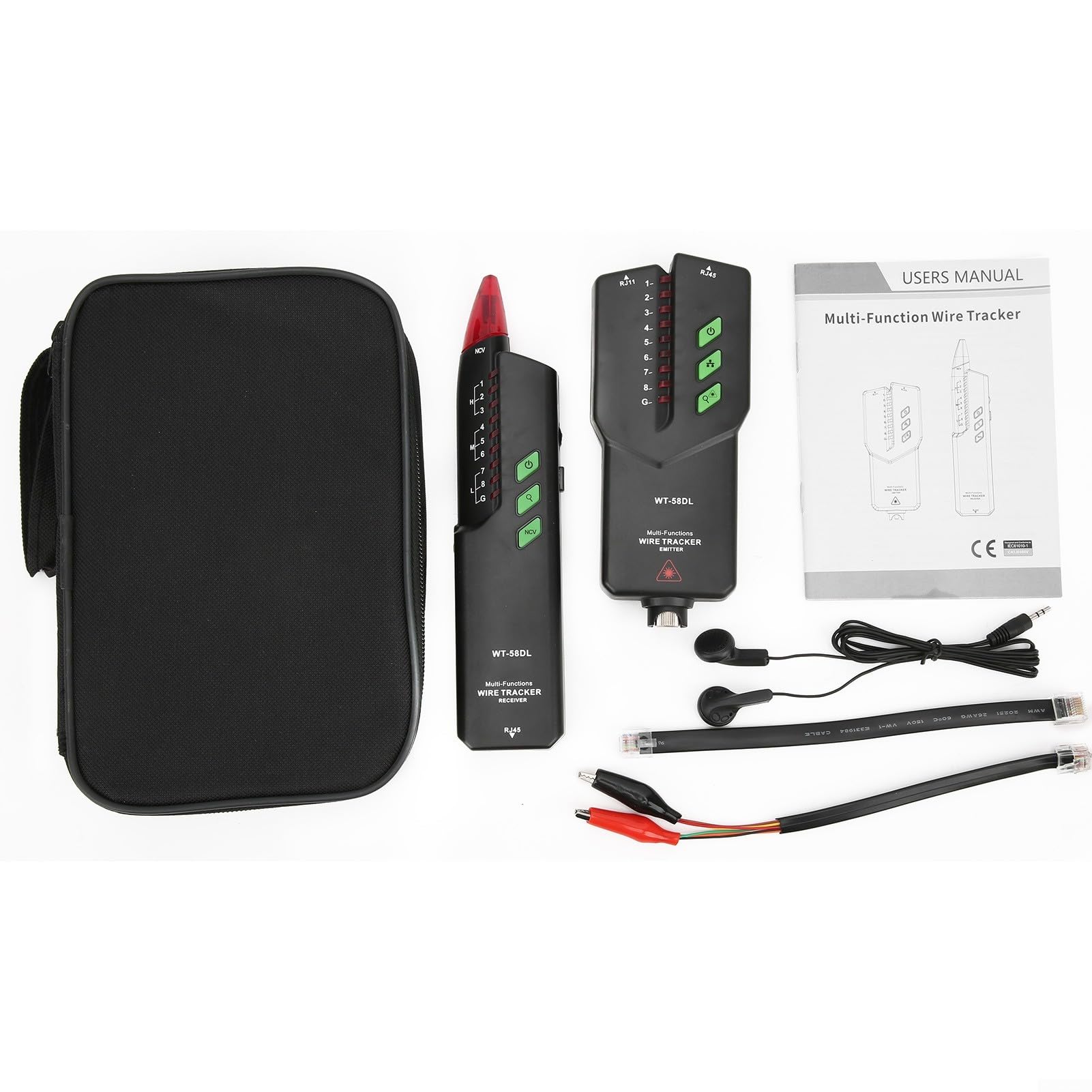 Tester per cavi di rete RJ45 RJ11 WT58DL con rilevamento di CA di funzione di traccia per manutenzione della rete