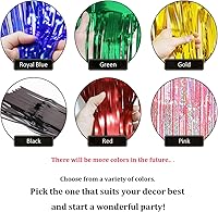 Vista 3 de Paquete de 4 unidades de guirnalda de flecos de papel de aluminio dorado de 40 pies total, bandera de oropel metálica, cortinas para colgar