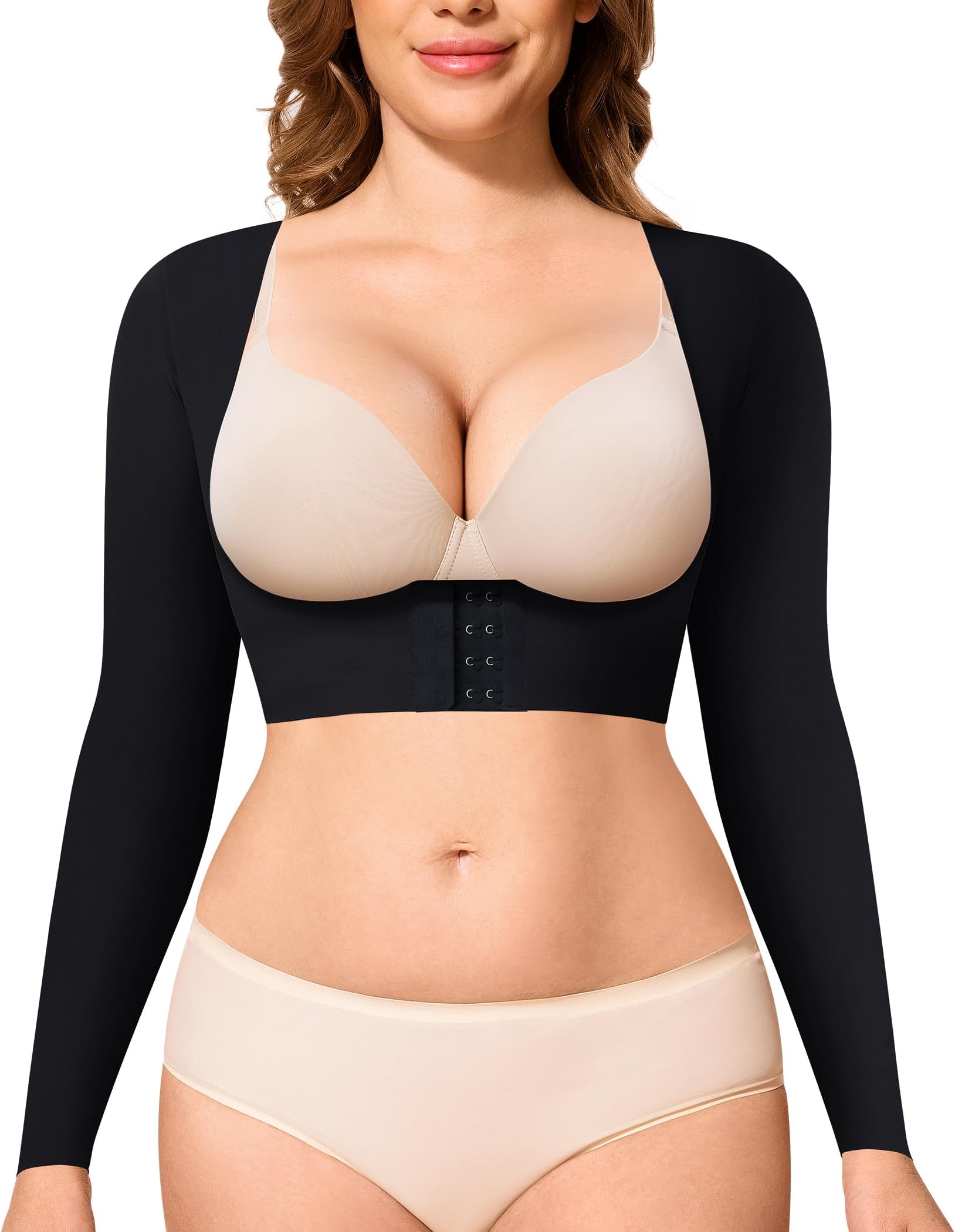 YERKOAD Arm Shapers for Women Flabby Arms Post Surgery Compression Sleeves Arm Faja Front Closure Shapewear Tops