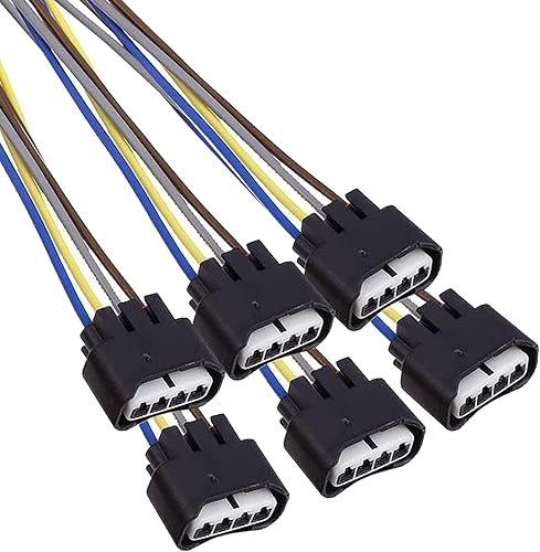 cueclue Pack-6 - Arnés de conector de bobina de encendido, relé impermeable con arnés, adecuado para Toyota Camry Corolla Reiz Camry RAV4 (negro)