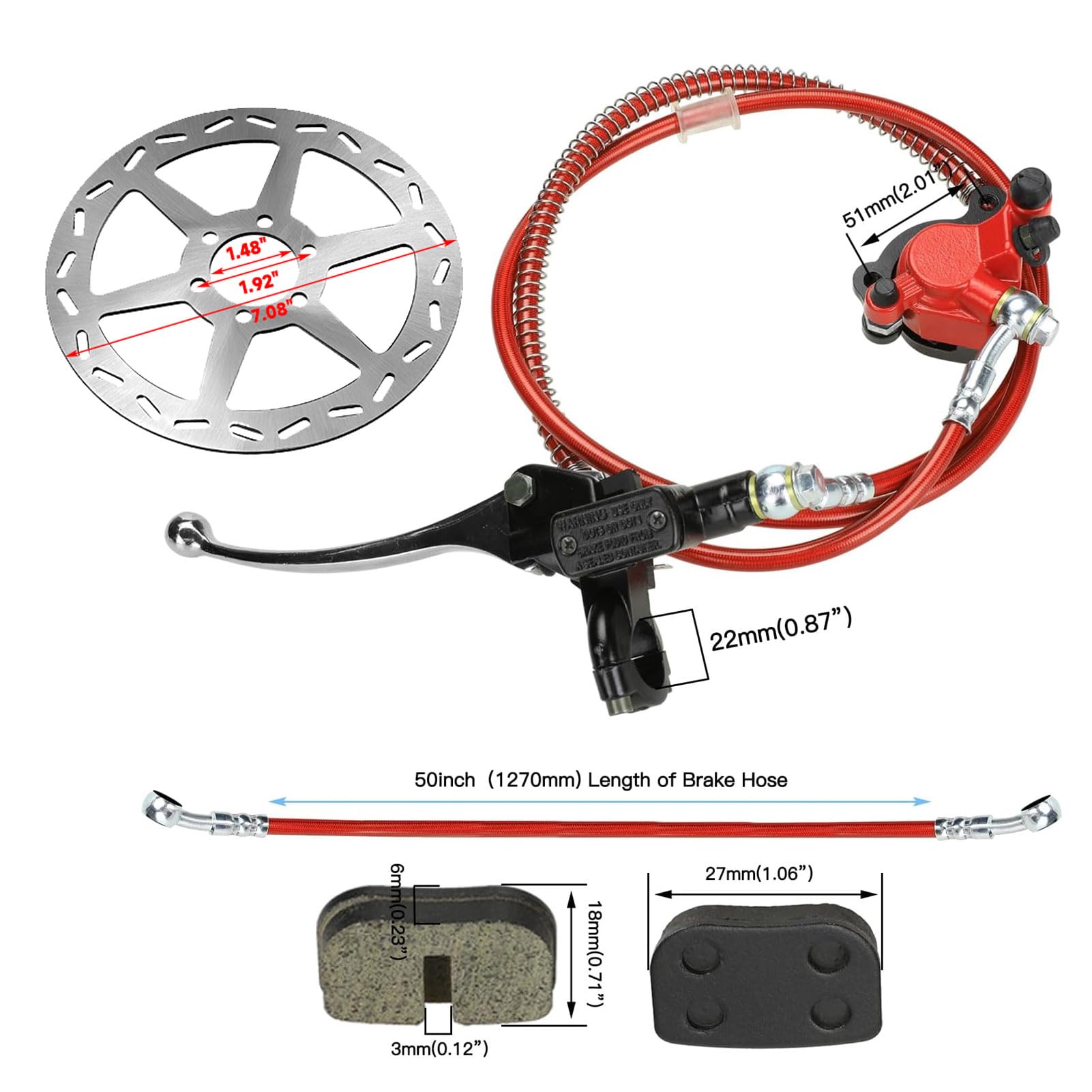 Kit freno a disco idraulico per mini bici frenante potente professionale per Baja Doodle Bug Dirt Bug DB30 Baja Blitz con rotore in acciaio inossidabile 180 mm