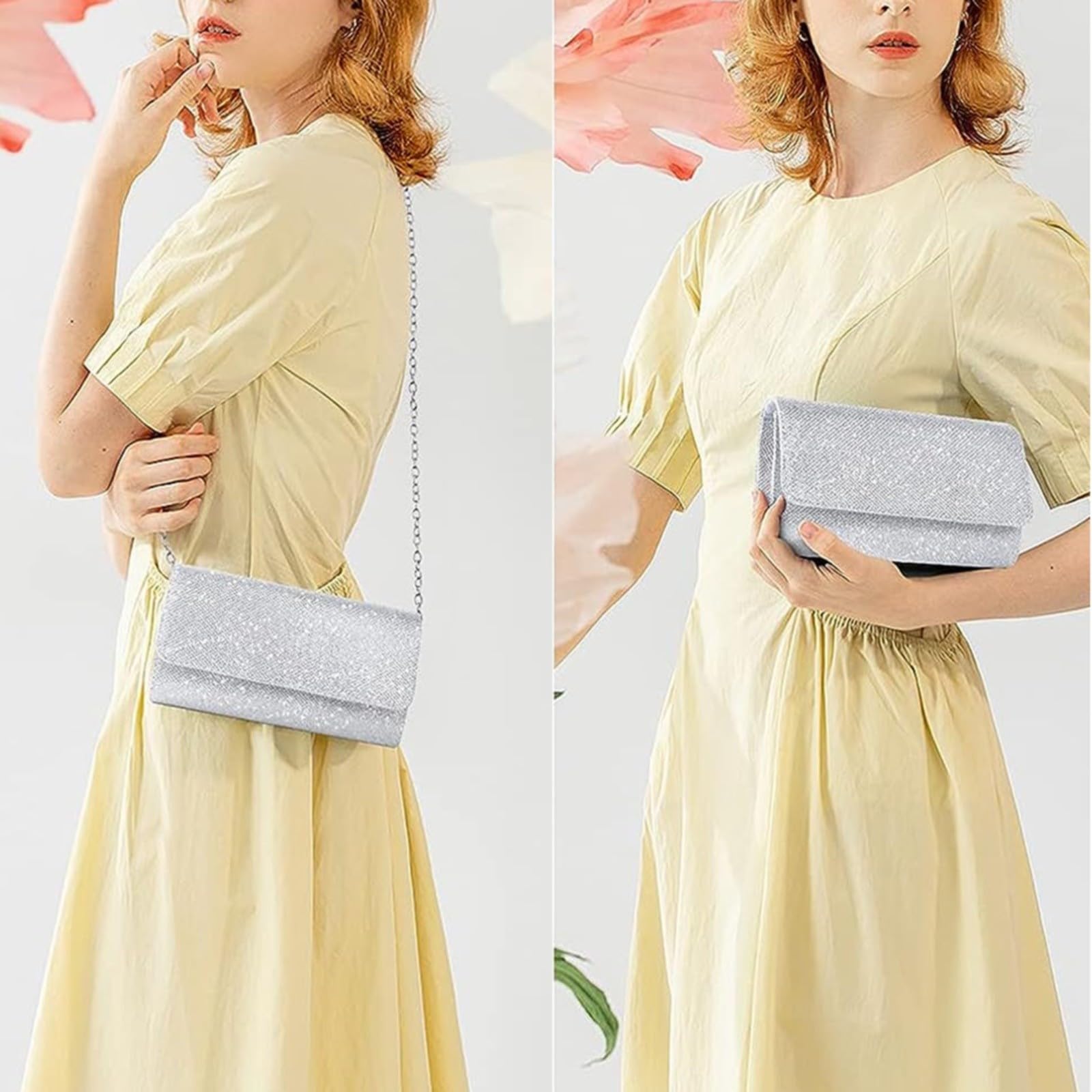 Elegante Pochette da Sera da Donna con Tracolla a Catena, Borsa a Mano per Eventi Formali e Vassoio Organizer, Portachiavi da Uomo