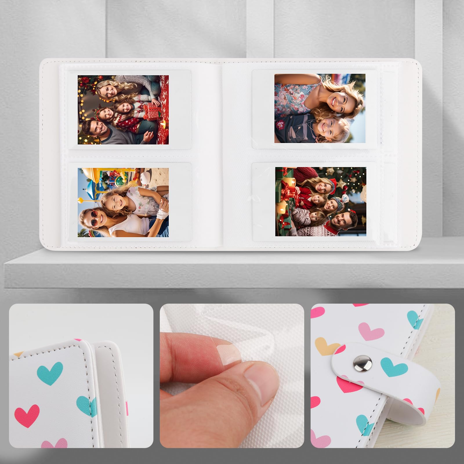 112 Tasche Mini Album Fotografico 2 x 3 Portatile Portafotografie Kpop Compatibile con Fujifilm Instax Mini Fotocamere/Polaroid Snap Touch/SocialMatic Fotocamere Istantanee (1Pack, Bianco)
