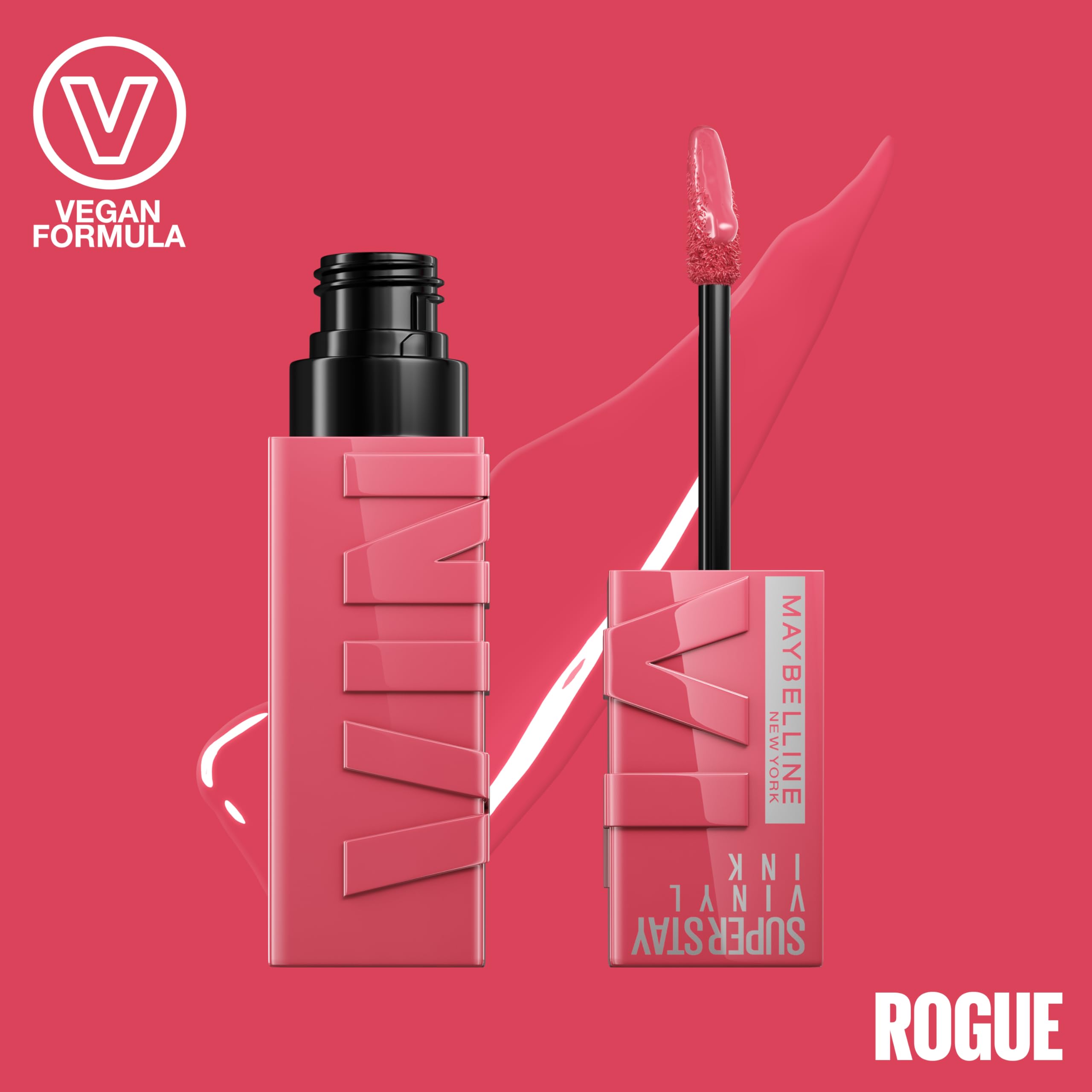 Maybelline New-York - Pomadka w płynie - Efekt błyszczącego winylu - Długotrwała - SuperStay Vinyl Ink Pink - Odcień : Rogue (145)
