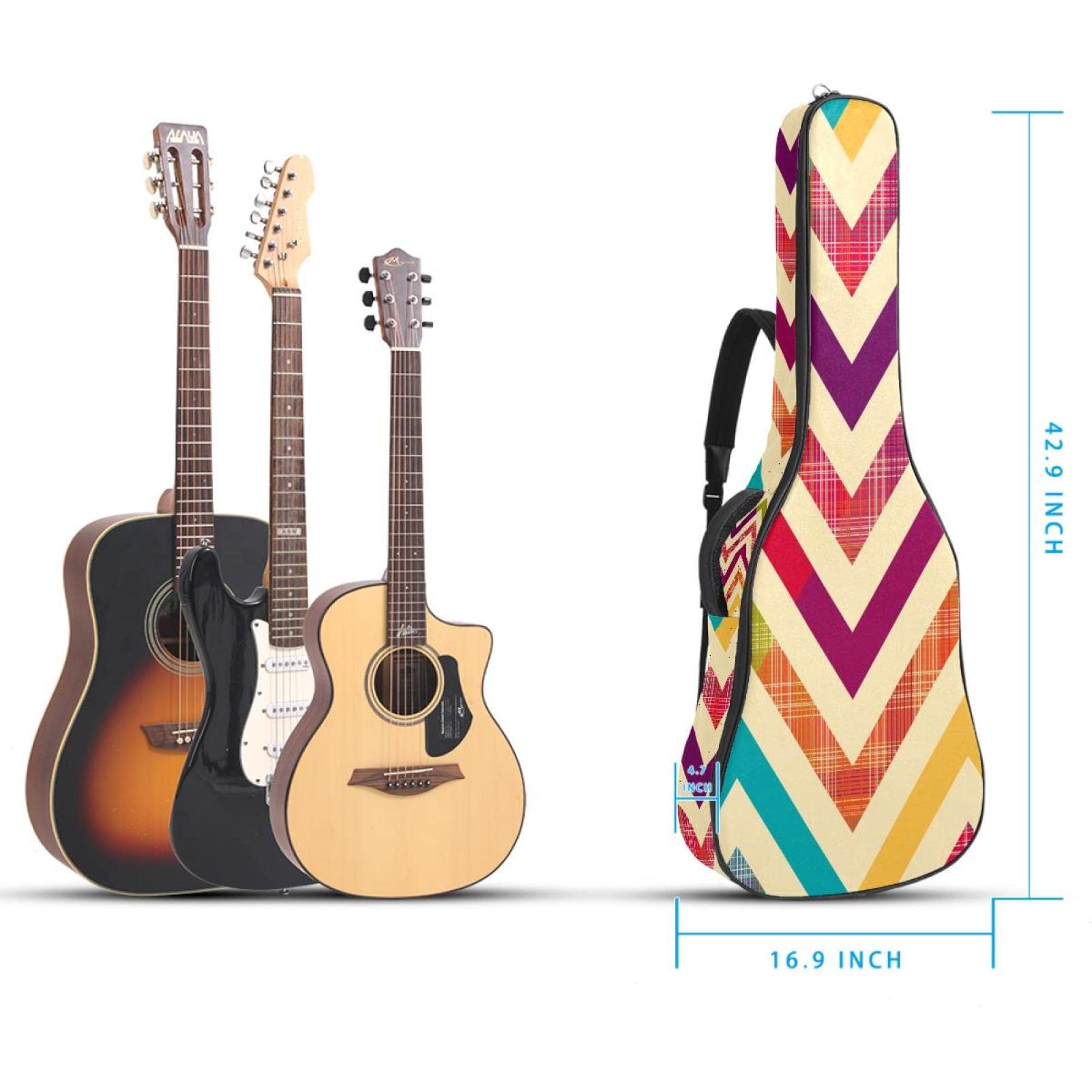 Torba na gitarę akustyczną wodoodporna gitara plecak gruby miękki wyściełany morze ocean ryba klasyczna gitara obudowa, Kolor3, 42.9x16.9x4.7 in, Organizer do torby