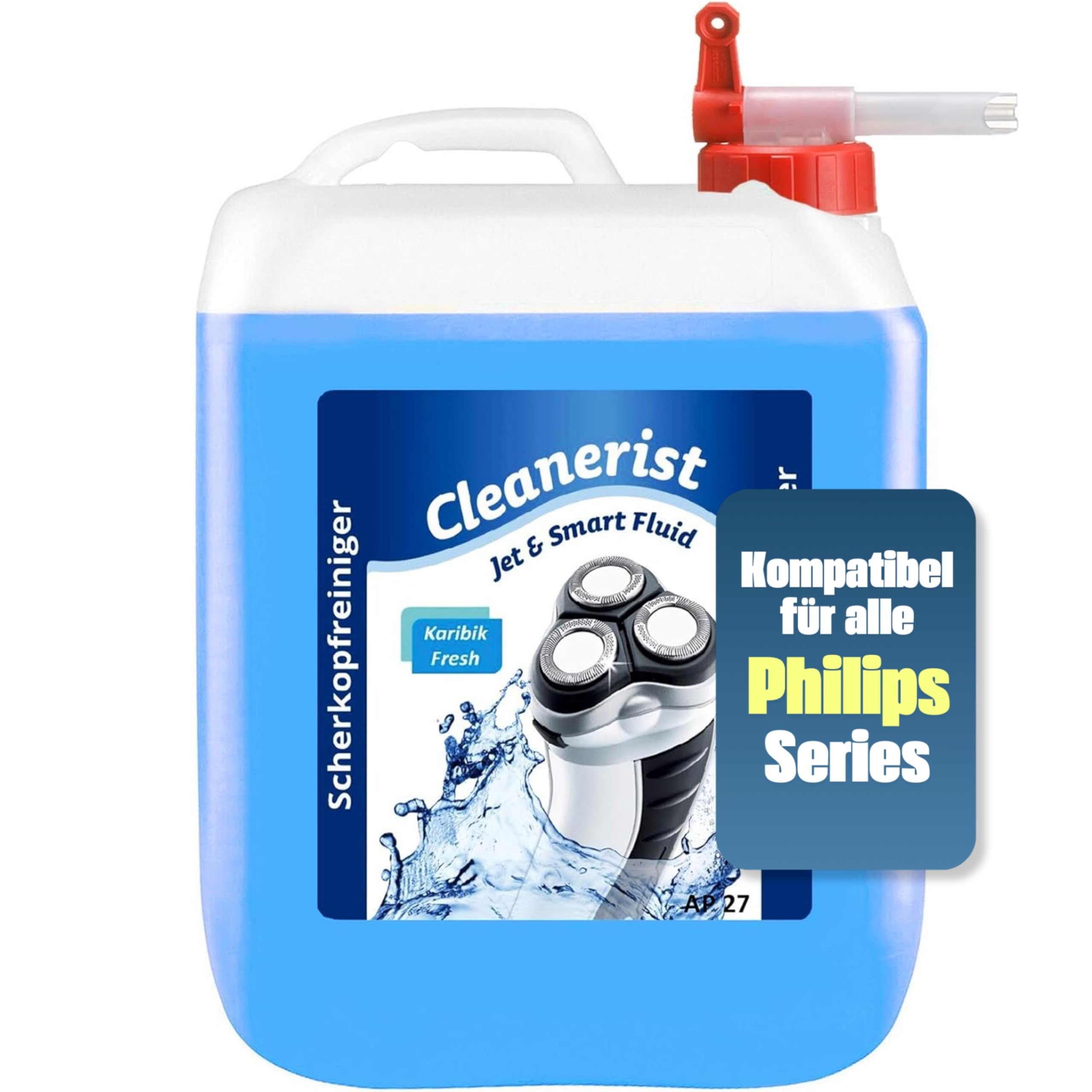 Liquide de nettoyage Cleanerist Jet & Smart Fluid - Pièce de rechange compatible avec les rasoirs Philips avec robinet d'écoulement - 5 l