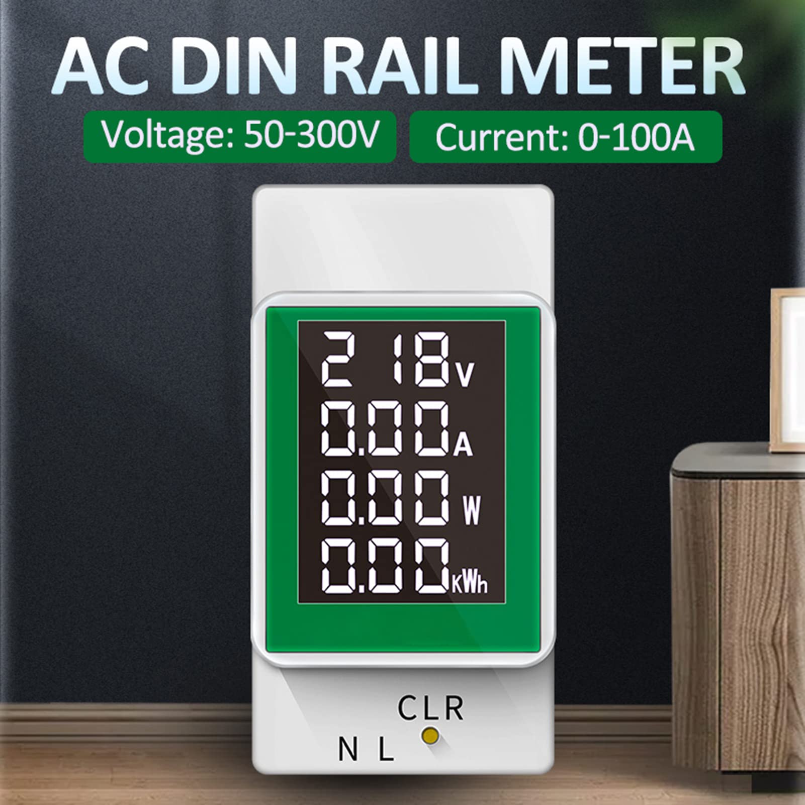 DEWIN Wattmetro,PZEM-008 AC50-300V 100A Contatore Energia Elettrica Amperometro da Quadro Voltimetro Amperimetro Digital con Display LCD