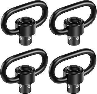 4 Pcs QD Sling Swivels with 1.33 Inch Push Button Quick-Disconnect D-Loop for Two Point and Traditional Sling Swivel Mount - Black - FANGOSS