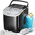 Kismile Nugget Ice Maker Countertop,35Lbs/24H Pellet Ice Machine with Chewable Ice,Self-Cleaning Pebble Ice Maker with Ice Scoop,One-Click Operation,for Home/Kitchen/OfficeBlack