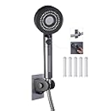 Umyder RV Handheld Shower Head with Hose and Cotton Filter,5 Mode Spray High Pressure Shower Head with On/Off Switch for Water Saving,No Drilling Wall Mount Shower Holder and Adhesive Hose Guide Ring