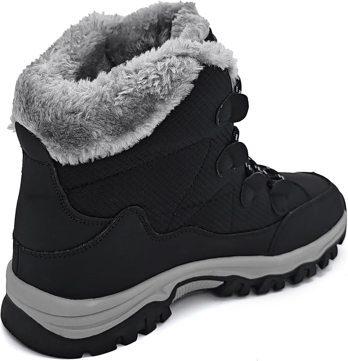 Umerigo Snow Boots Women Mid-Calf Warm Waterproof Anti-Slip Ankle Boots Winter Lace-up Booties Deep Tread Rubber Sole Faux Fur Lined Hiking Outdoor Comfortable - Image 2