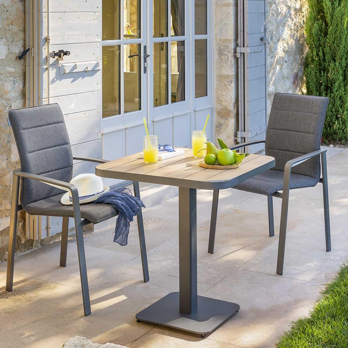 Tyla Bistro Garden Table Acacia & Graphite