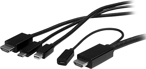 Miniatura 2 de StarTech.com Cable adaptador HDMI de 6.6 ft - 4K 30Hz - USB C  HDMI  Mini DisplayPort a HDMI - Convertidor AV digital para monitor HDMI (CMDPHD2HD)