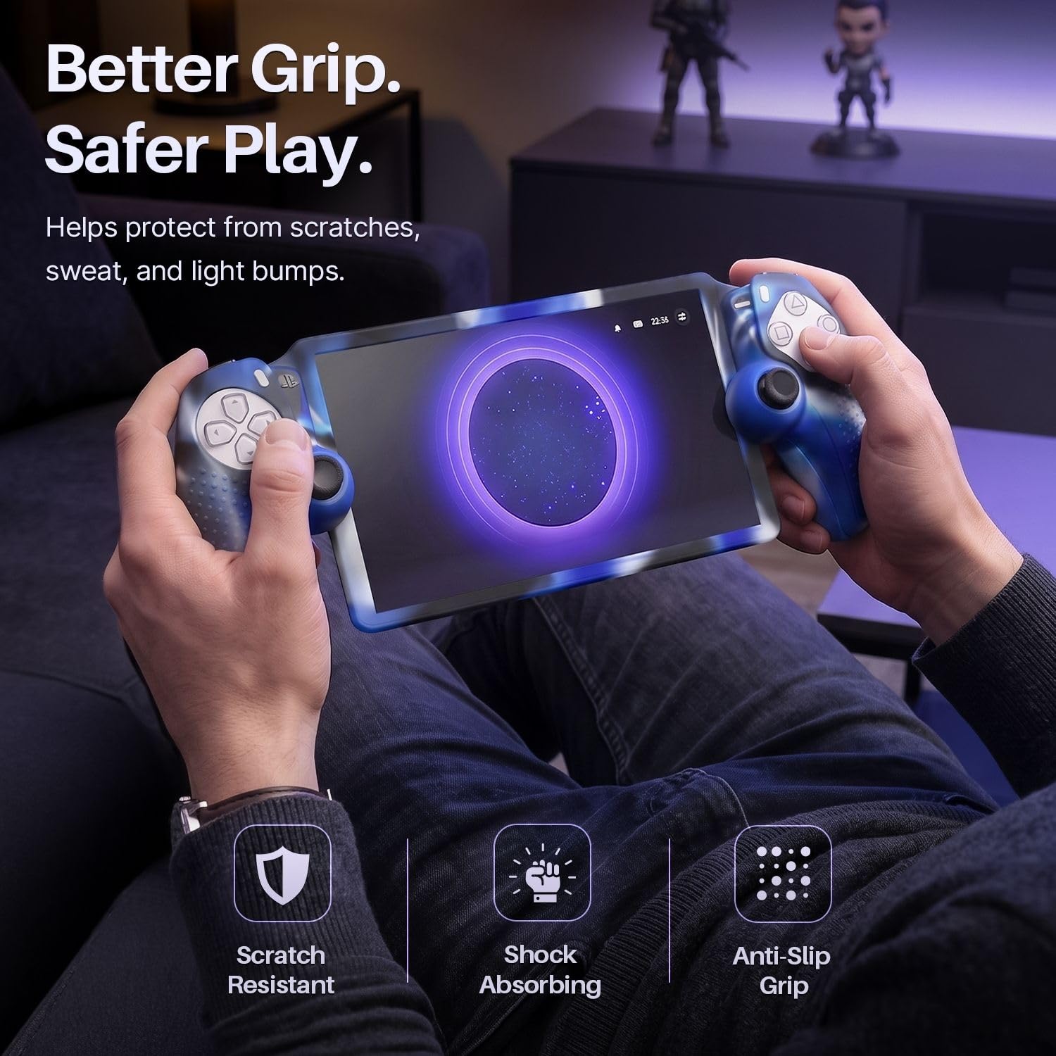 TNP Coque protectrice en Silicone pour PlayStation Portal - Protection Coque de Peau pour boîtier PS Portal avec antidérapant, Absorption des Chocs, Anti-Traces de Doigts, résistante aux
