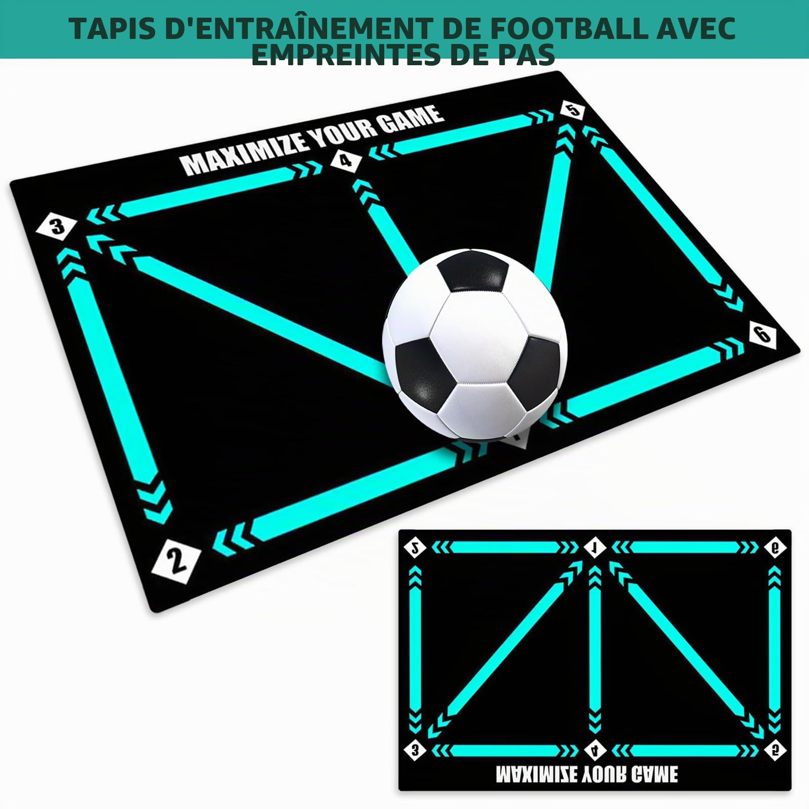 90x60 CM Tapis Entrainement Foot Contrôle de Ballon de Tapis d'entraînement de Football Tapis Entraînement Foot Connecté pour Enfant Adulte