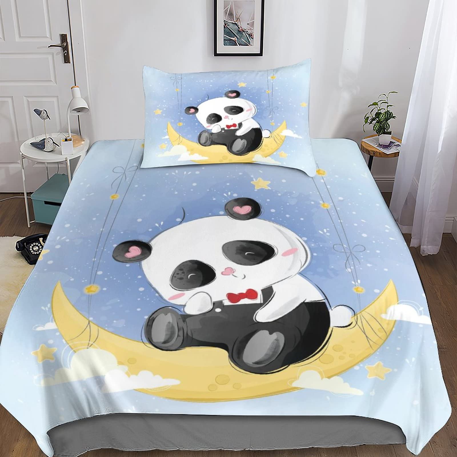 Housse de couette 2 pièces 135x200cm animaux 3D avec taies d'oreillers