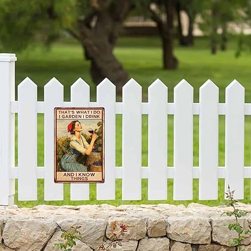 Miniatura 8 de Letrero vintage de jardín con texto en inglés "This is what I do, I drink in the garden, what I know" (This is what I doy, I drink in the garden,