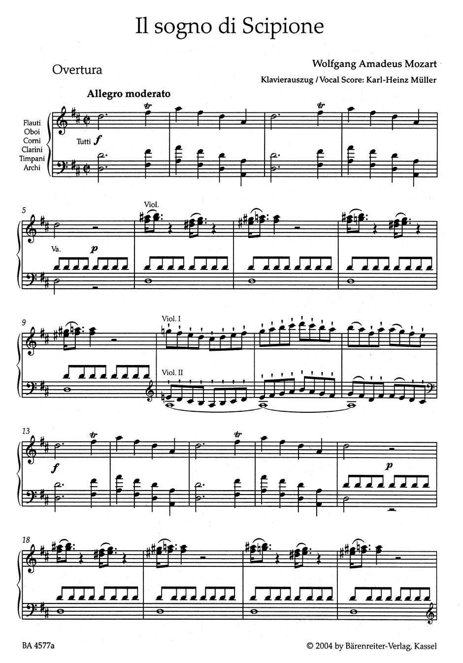 Il Sogno Di Scipione - Der Traum Des Scipio - Vocal and Piano - Book